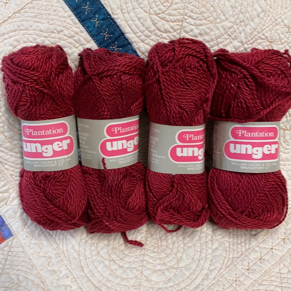 UNGER Plantation 100% mercerized cotton yarn lot of 4 skeins 50g made in Brazil.